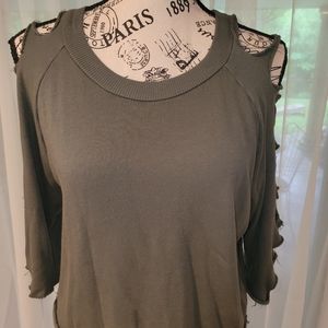 LA Made Cutout Long Sleeve Cutoff Sweatshirt